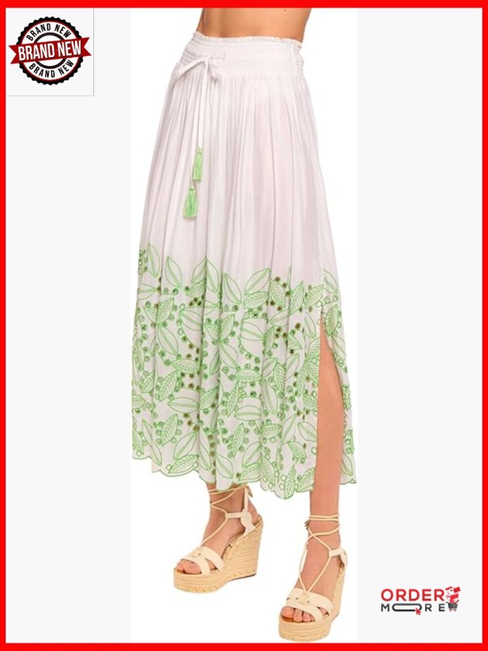 Maxi Silhouette Pull-On Skirt with Tie Waist